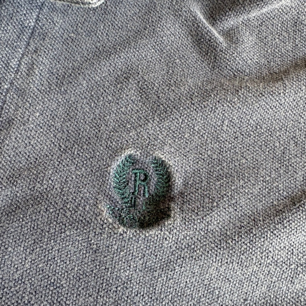 Robert Stock Mens Vintage Blue Cotton Pique Polo Shirt Large Green Collar 2839 - Picture 3 of 8